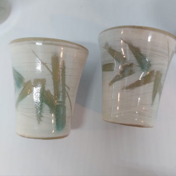 Vintage PCDG Sake Set Ceramic Hand Painted Bamboo - Picture 2 of 10